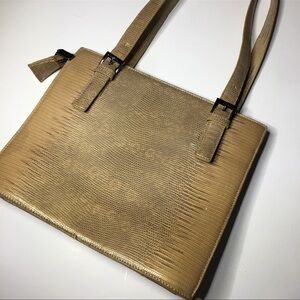 Via Spiga Snake Skin Leather Tan Handbag